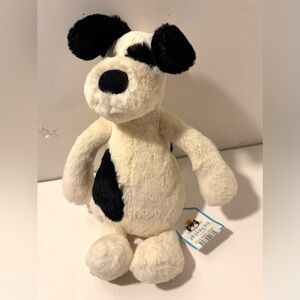 Jellycat Cream and Black Plush Dog Toy with Tags